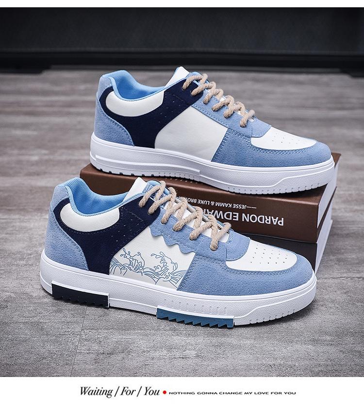 Men's Sports and Casual Shoes White Breathable Thick Sole Spring New Fashion Trend with Mesh Lining