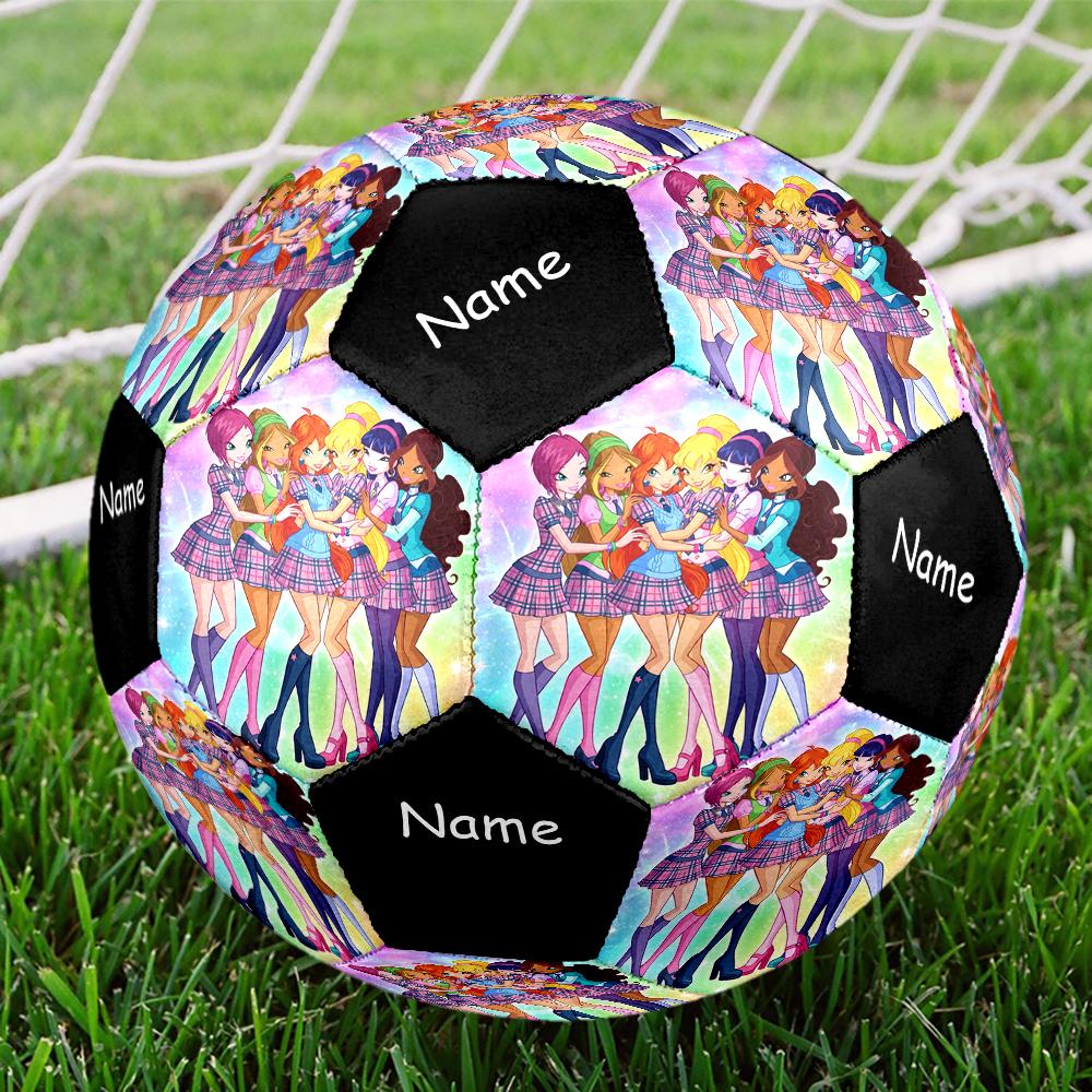 Custom Name Winx Club Theme Size 5 Soccer Ball, Suitable for Both Indoor and Outdoor Matches, a Gift Suitable for Everyone.