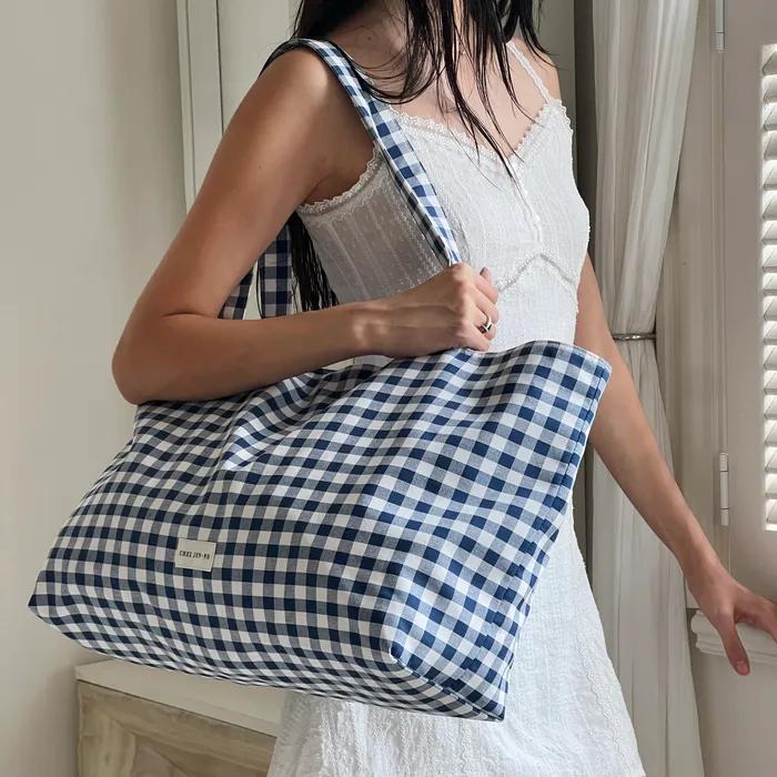 Gingham Check Bag (Navy)