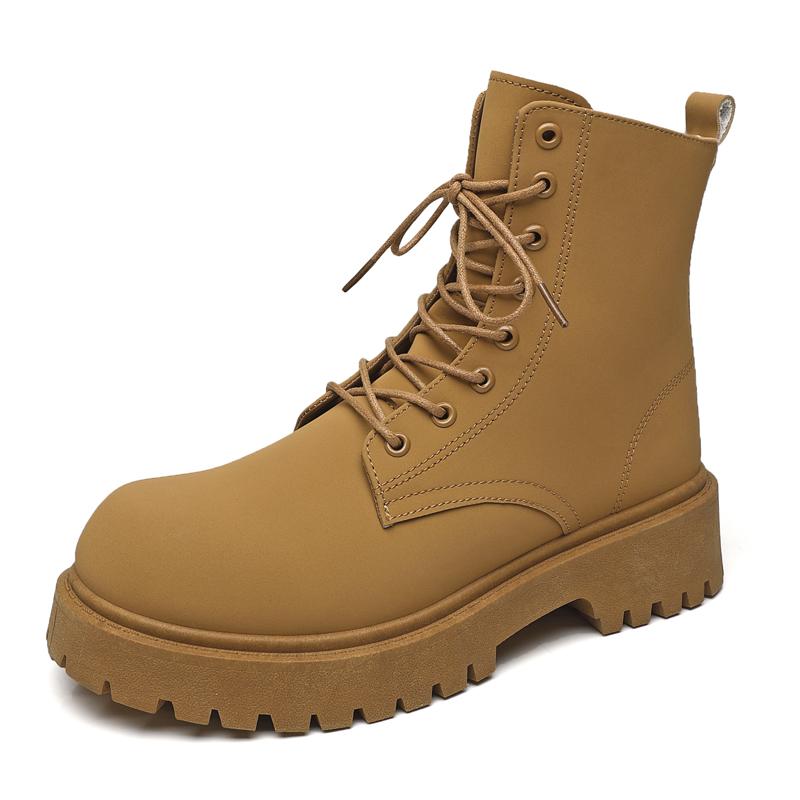 

Модные мужские высокие ботинки в британском стиле с толстой подошвой, увеличенные яркие кожаные черные ботинки в стиле мотоцикла с круглым носком и боковой молнией в стиле панк, большой размер 46 46 коричневый