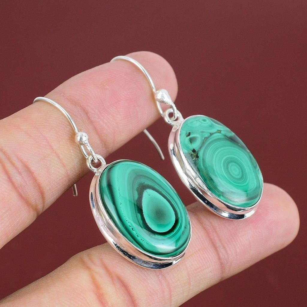 Malachite Earring 925 Sterling Silver Earring Gemstone Jewelry Handmade Earring Natural Malachite Jewelry Gift For Her Unique Design Earring