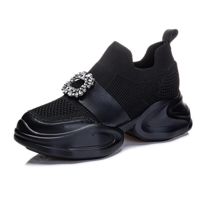 Fashion 8cm Mesh Spring Women Casual Platform Wedge Slippers Sandals Summer Shoes High Heel Bling 2024 High Brand Chunky Sneaker Fashion