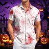 Men's Casual Short Sleeve Button Down Shirt Halloween Pumpkin Print Lightweight Breathable Fabric Summer Shirt