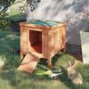 Outdoor Wooden Rabbit Cage with Asphalt Roof and Non-Slip Ramp, 42x51x43cm, Red Orange