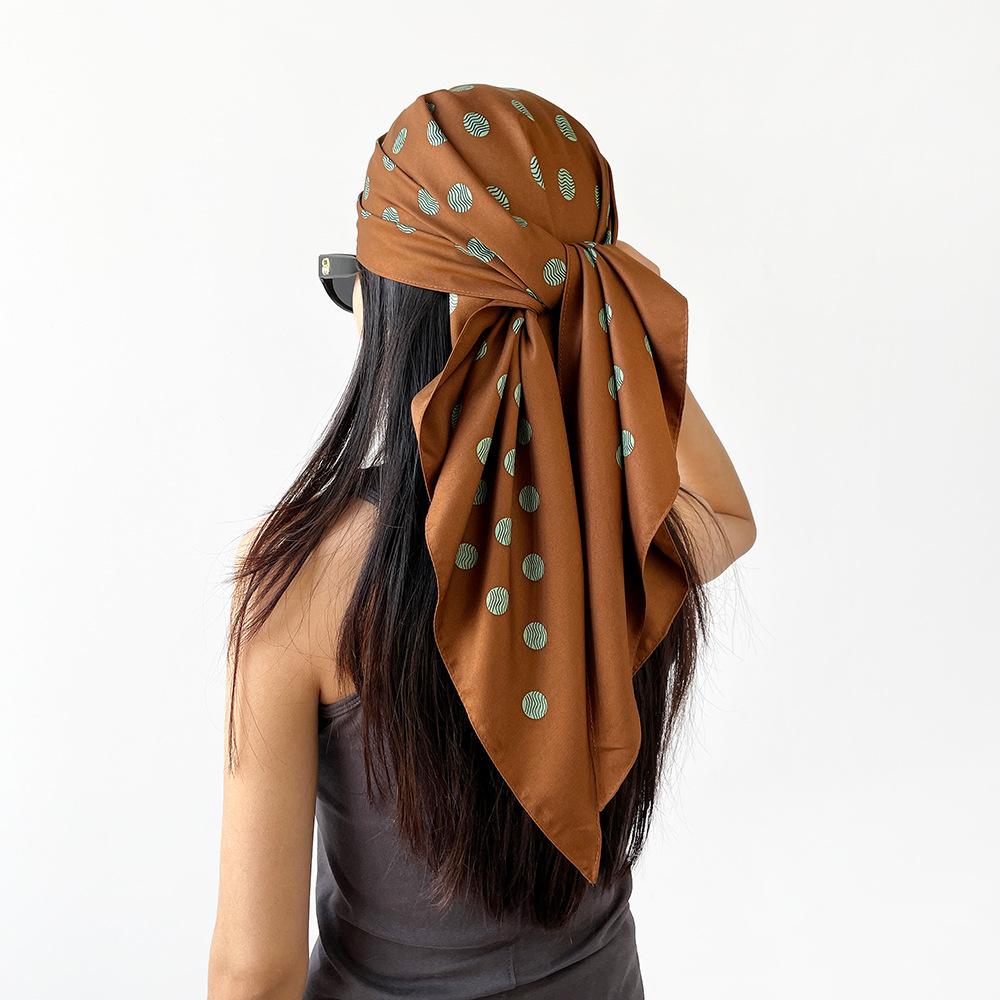 Korean versatile twill triangle scarf, headscarf, thin shawl, multi-purpose waist belt decoration polka dot silk scarf women
