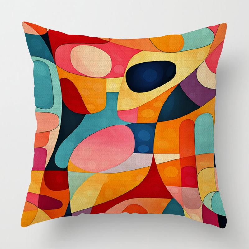 Home Decor Colorful Abstract Pattern Digital Printed Pattern Cushion Cover Suitable For Sofa Bedroom Car Pillow Cover