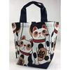 [§y YAGISEI] YAGISEI Tote Bag "White Beckoning Cat Navy" Lucky Beckoning Cat Handbag Lunch Tote Tenu