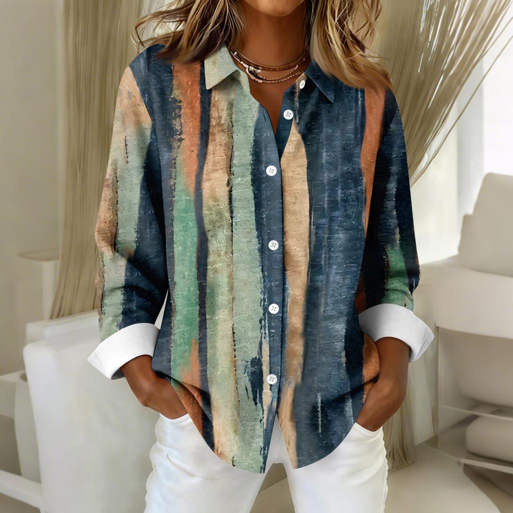 Women's Shirt Blouse Christmas Print Button Long Sleeve Casual Basic Shirt Collar Regular Top