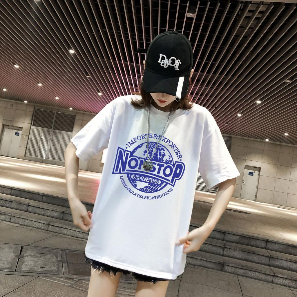 Plus Size Women Letter Print T-shirt Ladies Summer O-neck Short Sleeve Loose T-shirt Trendy Top