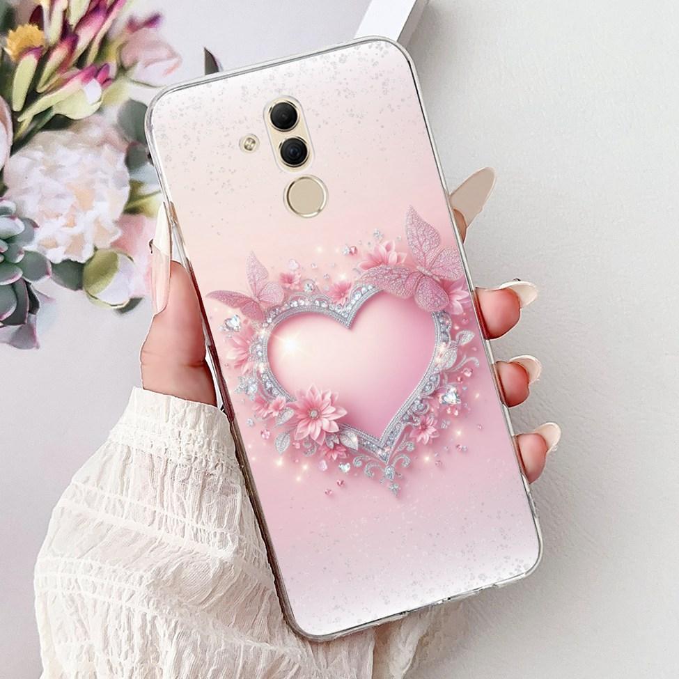 Clear For Huawei Mate 20Lite SNE-LX3 INE-LX2 Back Cover For Huawei Mate 20 Lite Case Cute Cartoon Cat Luxury Flowers Funny Funda