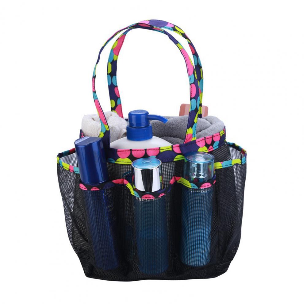 8Pocket Mesh Toiletry Bag Hanging Waterproof Bathroom Shower Bag Beach College Dorm Hanging Shower Organizer Portable Travel Bag