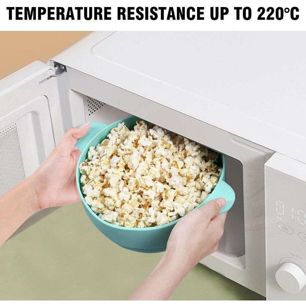 Silicone Popcorn Popper with Lid Reusable Collapsible Bowl Microwave and Dishwasher Safe for Home Party Office Baking Tools