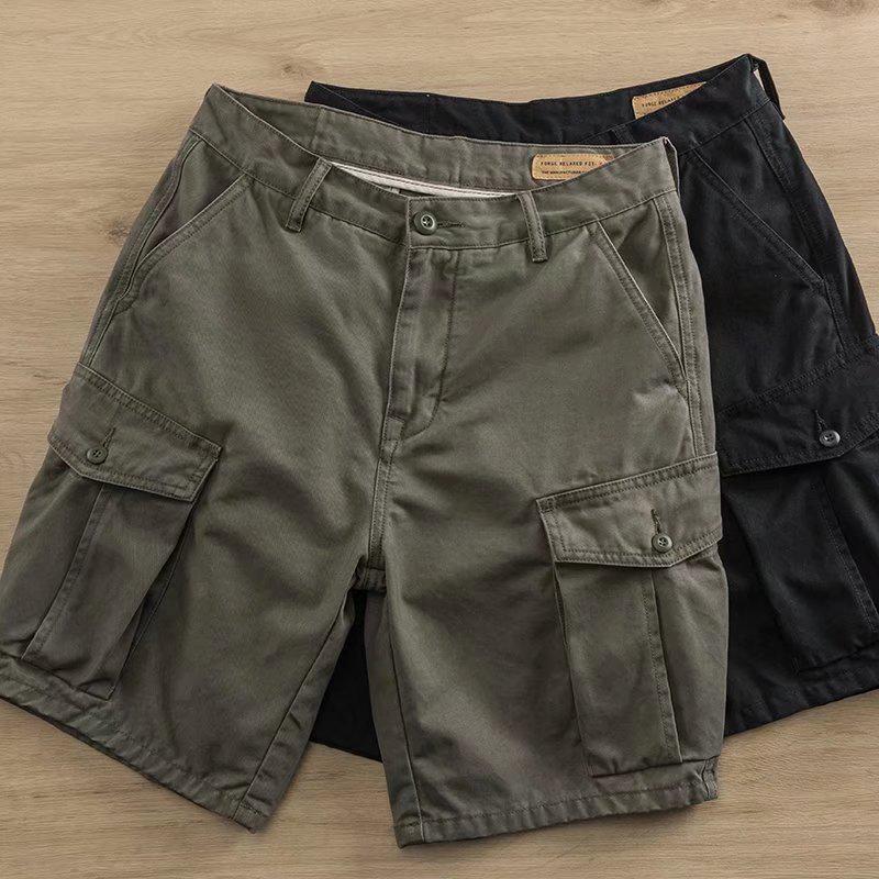 

Men s Trendy British Style Retro Loose-Fit Cargo Shorts L чорний