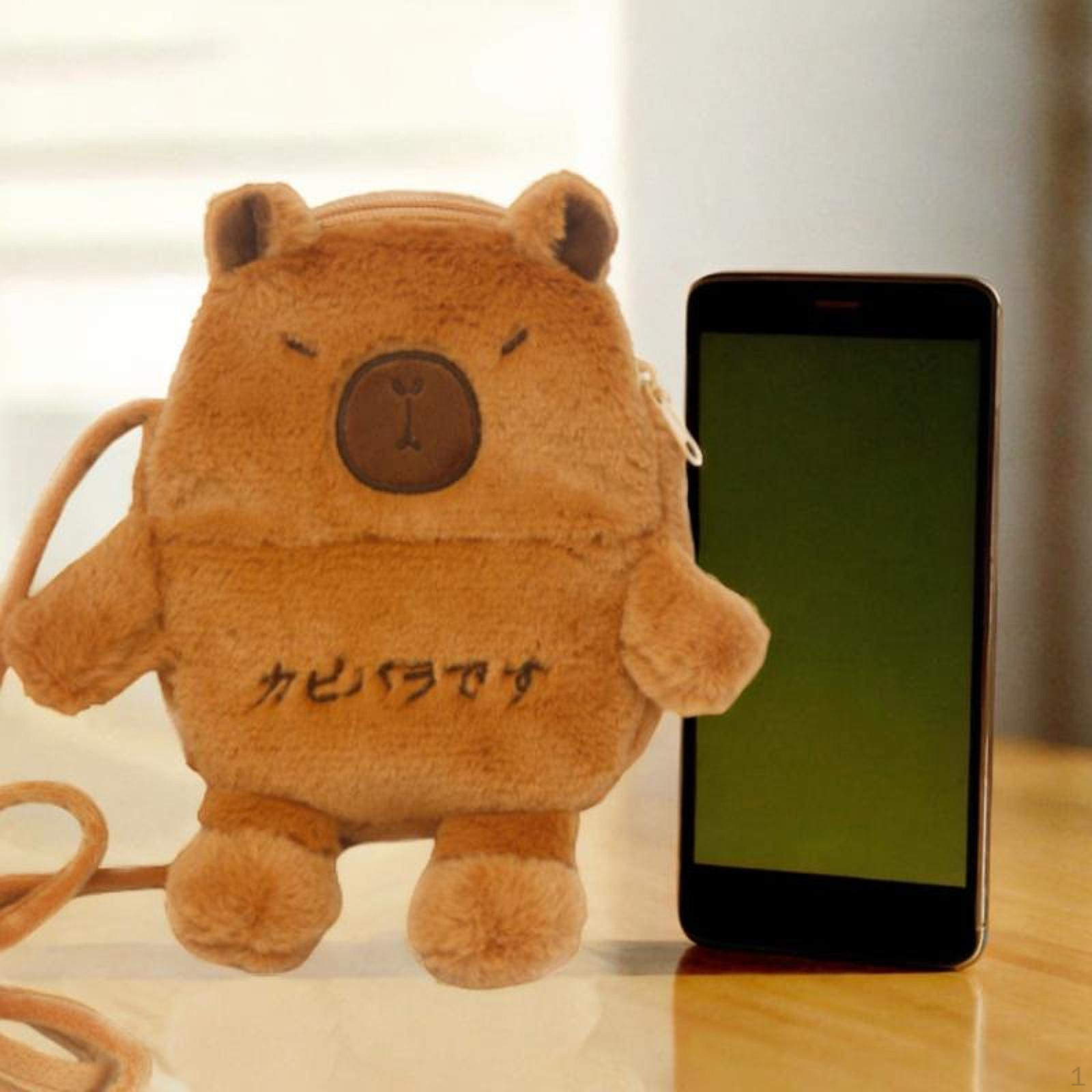 Capybara Shoulder Bag Cute Cartoon Backpack Zipper Closure Portable Creative Plush Phone Pouch