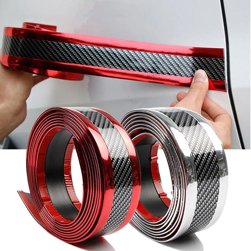 new Car carbon fiber rubber molding strip soft black bumper decorative threshold protector car styling sticker