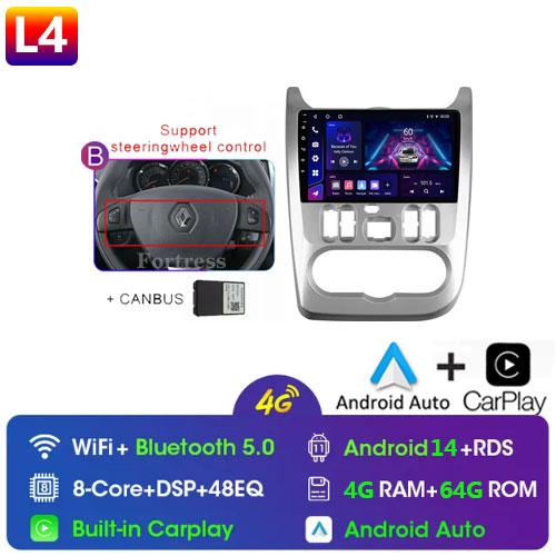 Android 13 2 din Radio Car Multimedia autoradio Pentru Renault Logan 1 Sandero 2009-2015 Dacia Duster Carplay 4G GPS 2din fără DVD