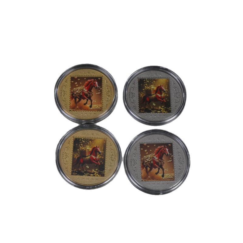 Coin Decoration 2026 Zodiac Horse Colored Commemorative Medal Year Of The Horse Birthday Small Gift Metal Crafts Event Souvenir