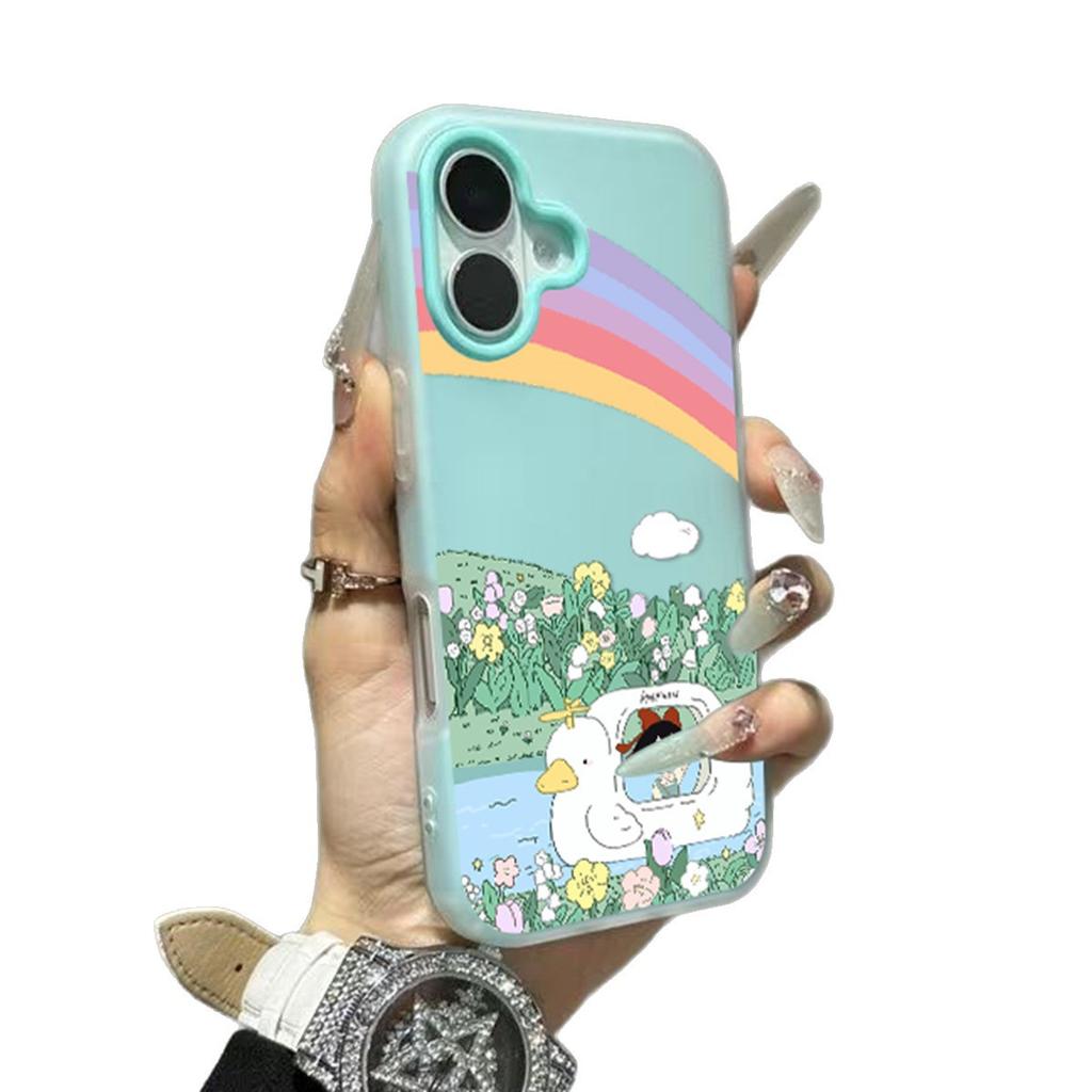 High-end Cute Jelly Two-in-one Mobile Phone Case for Apple Protective Case Three-in-one Double-layer Mobile Phone Case Cartoon Fashion Style