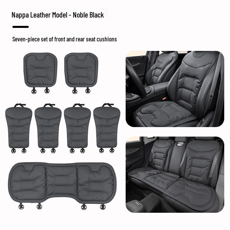 Luxury Nappa Leather Non-Slip Car Seat Cushions for Five-Seater - Thickened Design for Front and Rear Seats