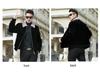 2024 Autumn/Winter Men's Thick Faux Mink Fur Coat with Full White Collar