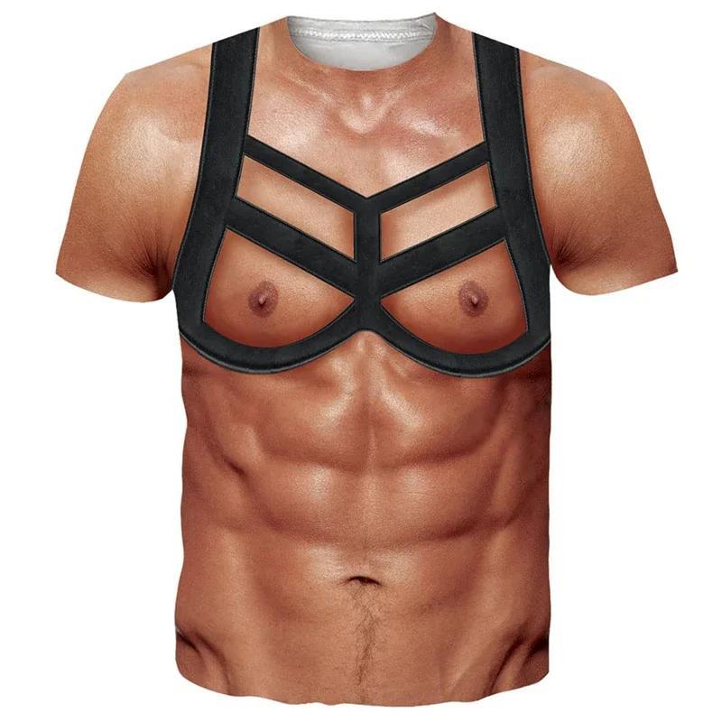 Tricou Amuzant cu Corp Musculos Imprimat 3D pentru Bărbați Haine de Designer Streetwear Top cu Mânecă Scurtă Tricouri Urât Păr pe Piept Îmbrăcăminte