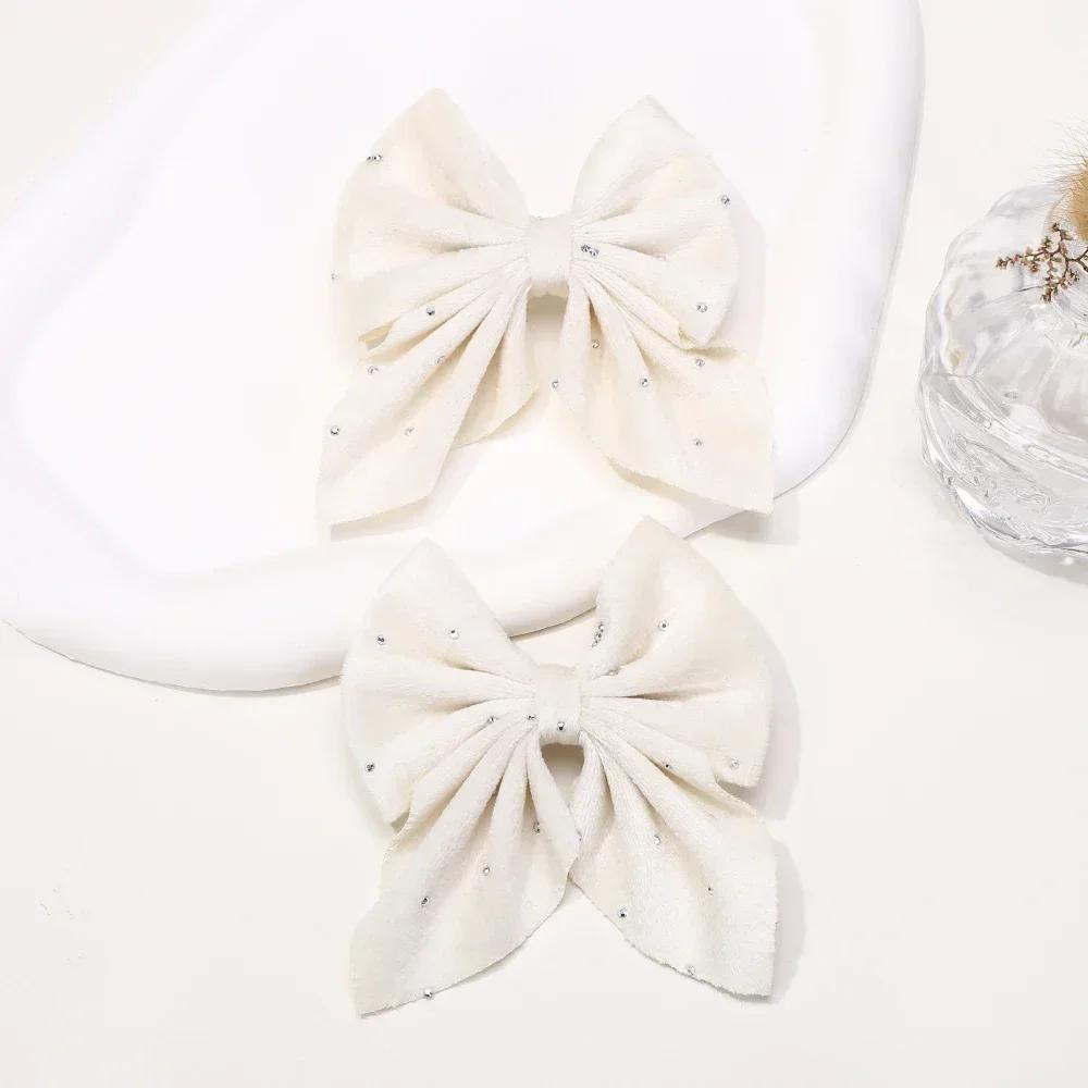 

BABY BOWS 2Pcs Starry Dots Red Velvet Bow Hair Pins Hair Clips Kids Girls Lovely Barrettes Ponytail Holder Headwear Accessories