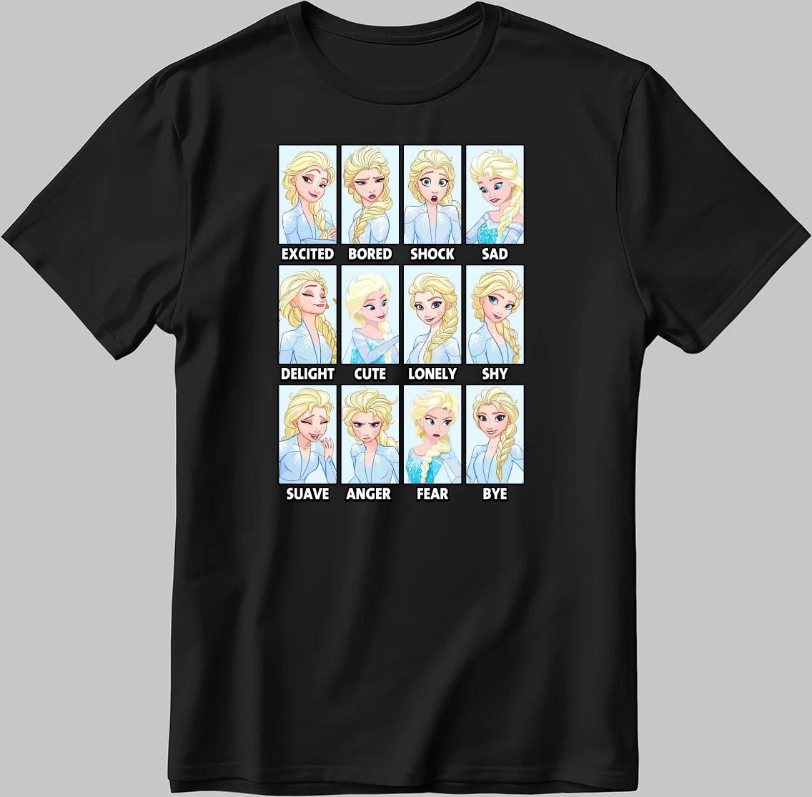 Disney Elsa Cute Moods T-Shirt Size S-5XL S разноцветный