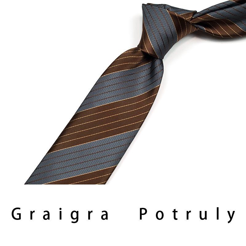 Italian Style Tie Men'S Formal Wear Business Striped Retro Gray Coffee Suit Shirt Pocket Towel Suit