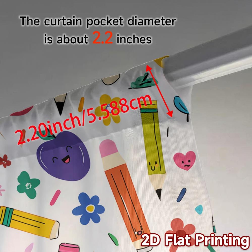 2D Flat Printing  JIT 2pcs   Curtains (Without Rod) Colorful Doodles Pattern Chic Curtains Durable 100% Polyester Fabric Curtains