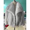 Women Faux Fox Fur Cropped Coat Large Lapel Collar Luxury Short Fluffy Jacket Cruelty‑Free Warm Outerwear For Winter Party Street Wear