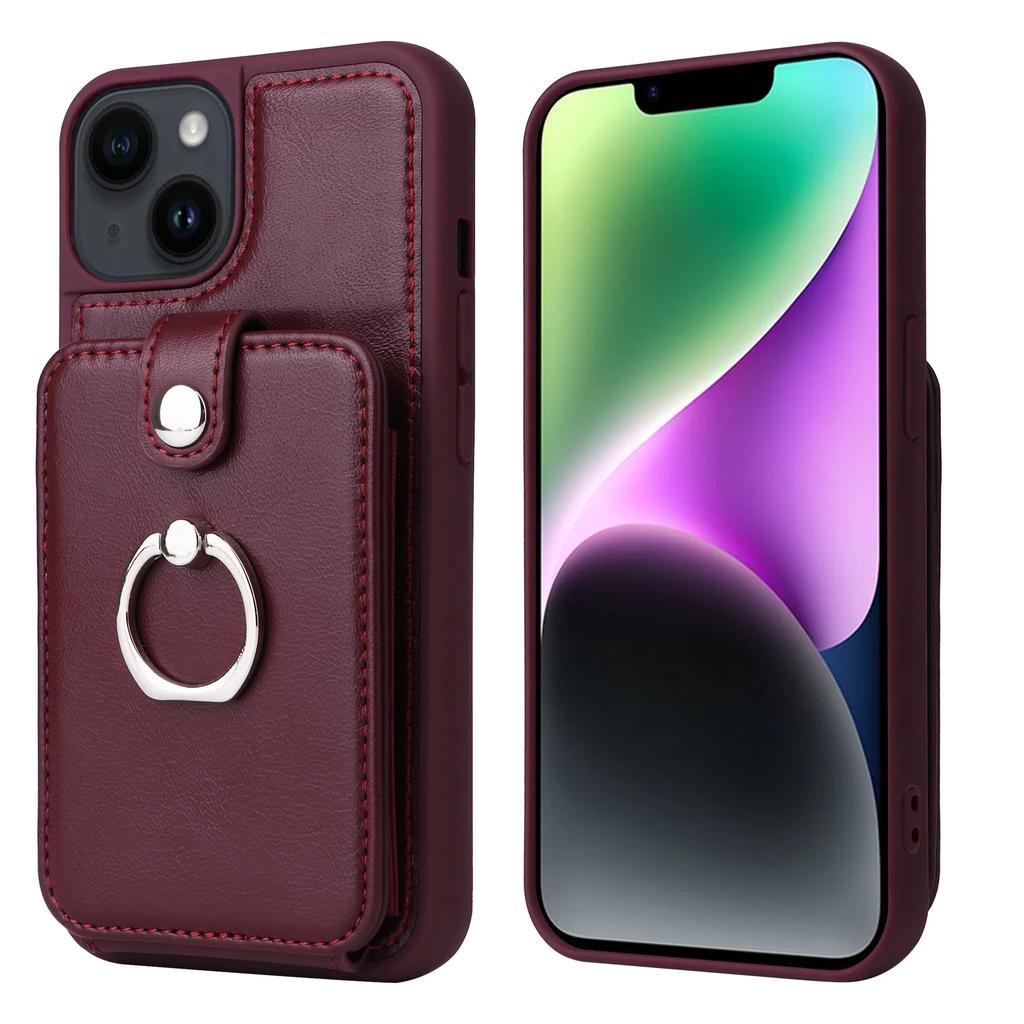 Ring Holder Wallet Leather Card Solt Phone Case for IPhone 16 Pro Max 15 Plus 14 13 12 11 XR XS 8 7 Protective Shockproof Cover