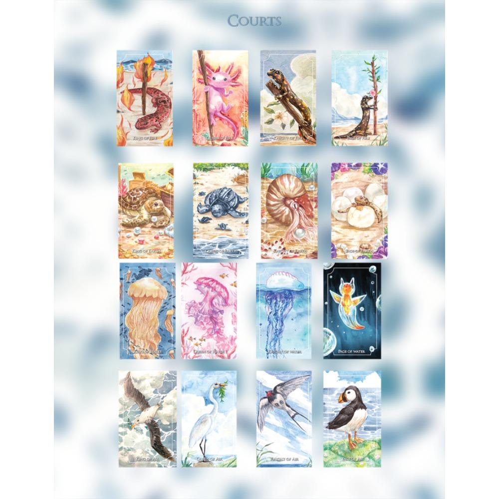 10.3*6cm The Healing Waves Tarot In The Ocean Theme Illustrated with Water Color and Natural Sea Water 78 Pcs Cards