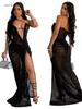 Sexy durchsichtiges Netzkleid mit hohem Schlitz für Damen