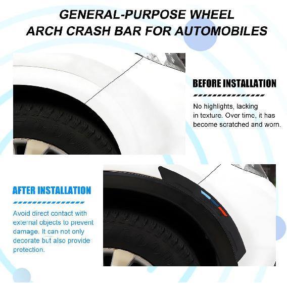 2PCS Car Wheel Tire Eyebrow Strips, Flexible Anti-Collision Sport Vehicle Wheel Arches Edge Lip Trim, Automotive Exterior Tire Fender Flare