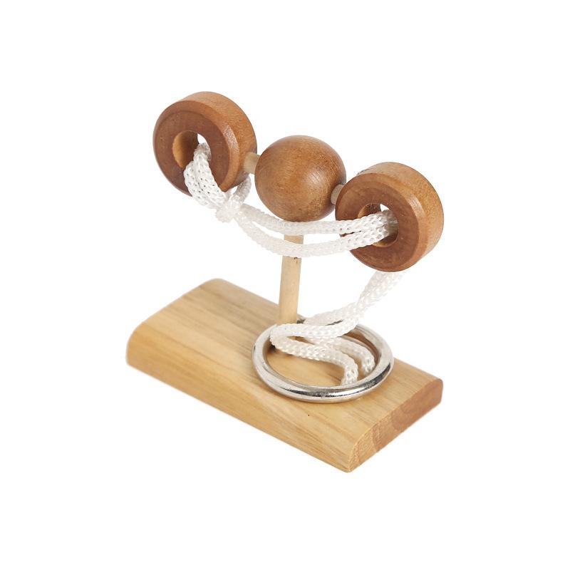 Wooden Toy Rings Lock Unlock Brain Teaser Puzzle Game Threading Rope Loop Puzzle Luban Kong Ming Lock Educational Toys for Kids