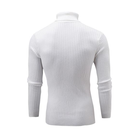 Sweater Solid Color Comfortable Acrylic Elastic Men Knitted Sweater for Daily Life