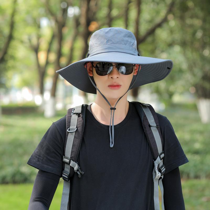 Outdoor leisure bucket hat women sunscreen men fishing mountaineering summer eaves cover face travel foldable sun hat