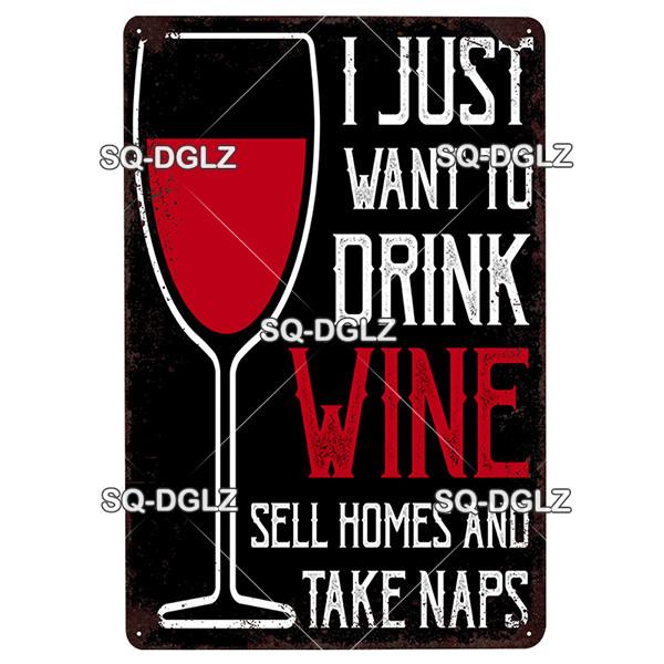 [SQ-DGLZ] Wine Metal Sign Vintage Tin Sign Bar Wall Decor Metal Crafts Home Decor Painting Plaques Art Poster Custom