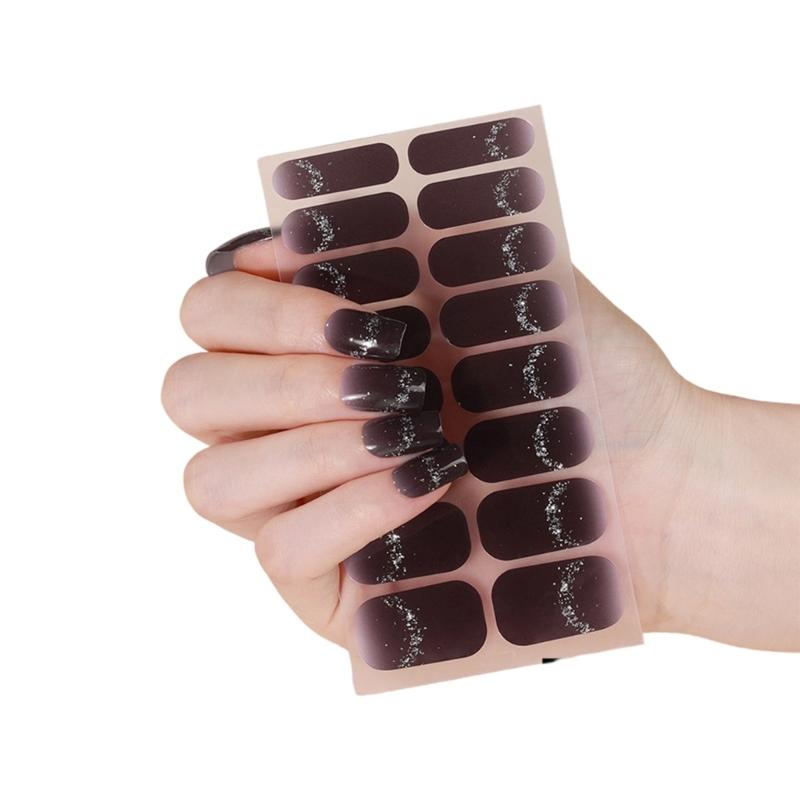 Strong Adhesive Nail Strips Polish Film Decals Stick On Art Decals Without LED Lamps Curing Stylish and Long Lasting