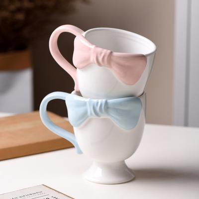 Kreativní pohár ručně malovaný mašle hrnek šálek roztomilá starší dívka srdce pohár na zmrzlinu vysoká hodnota keramický