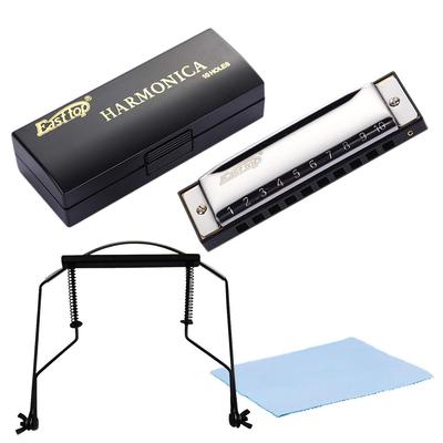 Nullie Harmonica Set for Quick Start 10-Hole Harmonica, Sing-and-Play Set, Holder, 4-Piece
