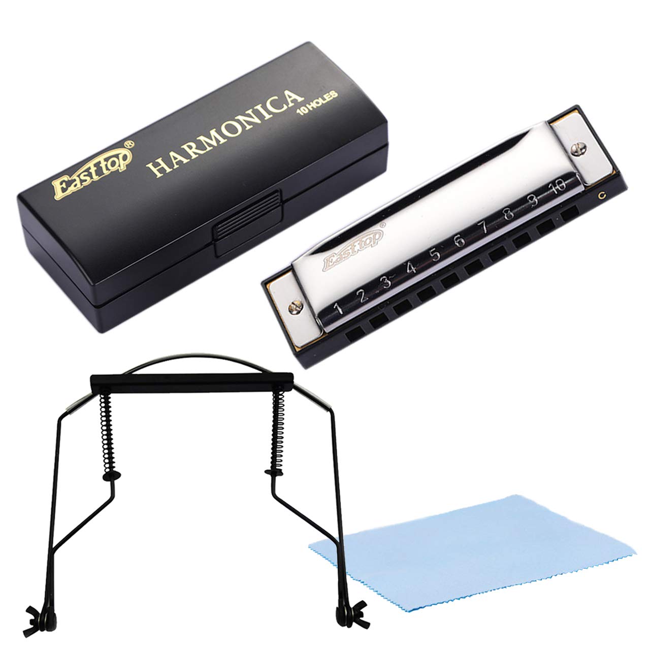 

nullie 10-дырочная губная гармошка, Набор для пения и игры, Держатель для губной гармошки, Набор из 4 предметов для быстрого старта