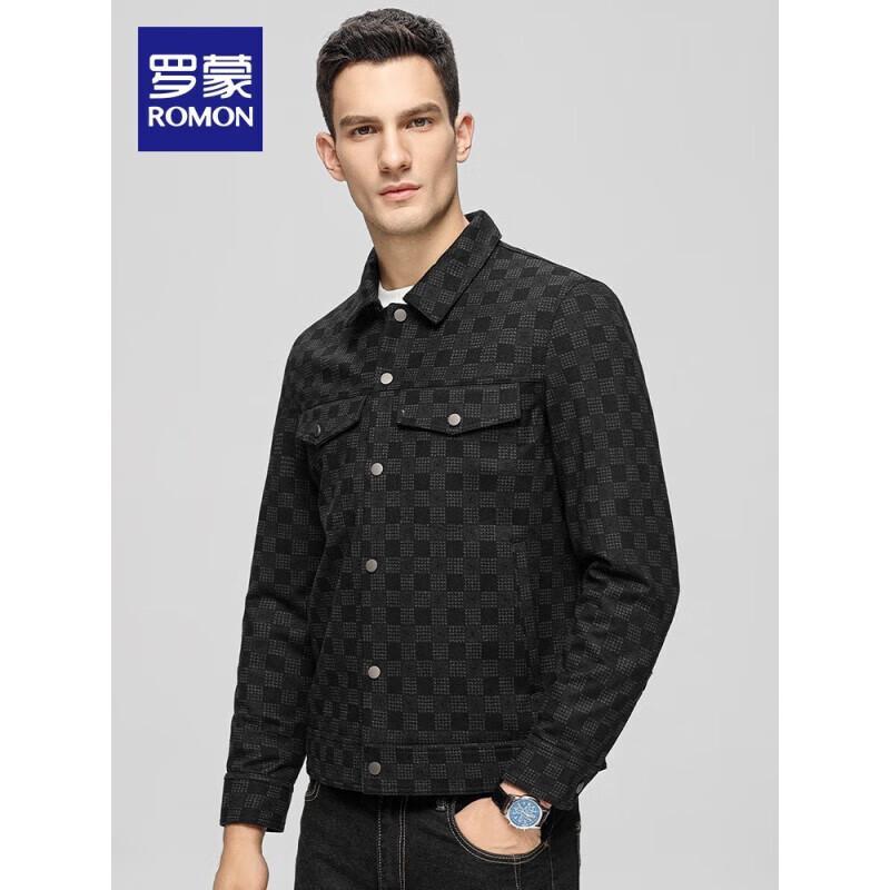 ROMON Men's 2024 Checkered Collar Short Jacket