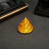 Flat Base Figurine 3D Printed Golden Poop Rotating Figurine, Luck Fortune Desk Decor, Funny Car Wealth Symbol Decoration Accessory with Turnable Base,