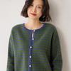 Korean Style Striped Cashmere Women's Knit Cardigan - Warm, Soft, and Skin-Friendly Outerwear Sweater.