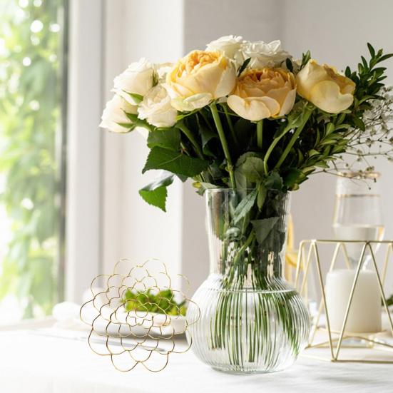 1/3Pcs Stainless Steel Spiral Stem Holder Vase Insert Flower Arranger Metal Bouquet