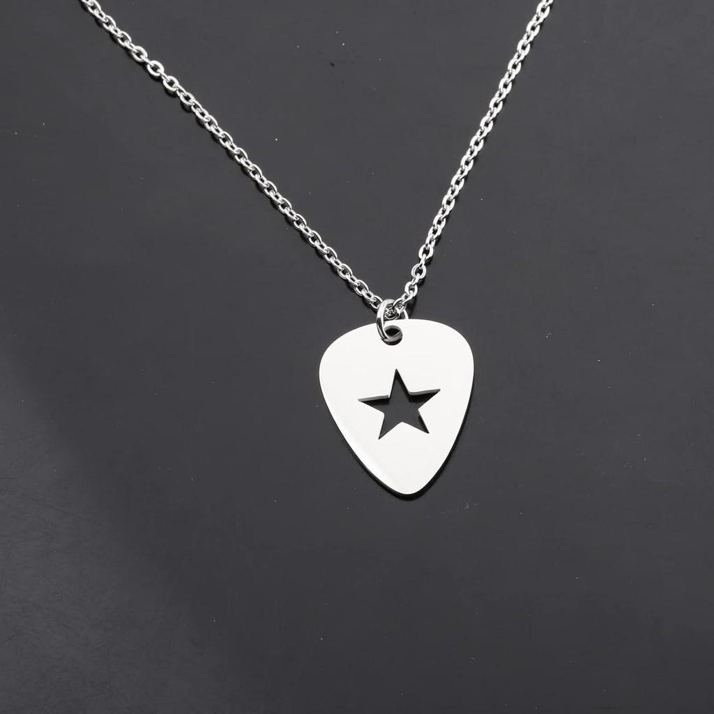 Gothic Punk Pentagram Guitar Necklace: Cross Chain Unisex Accessory