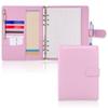 MT's SHOP A5 Desk-Sized System Organizer, Cute PU Leather, 6-Ring Design, Includes 4 Refills, Pockets, and Pen Holder, Model OF390 (Pink)