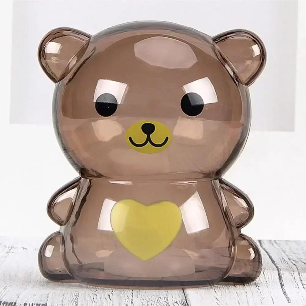 Creative Little Bear Piggy Bank Transparent Coin Paper Money Saving Box Cute Safe Deposit Box Kids Holiday Gift Desktop Decor