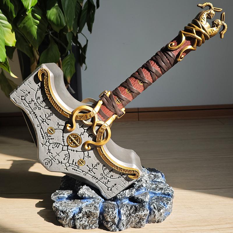 Cosplay 1/1 War God 5 Hammer Of Thor Full Metal Mjollnir Axe Model Display Avengers Endgame Movie props home decor ornament gift